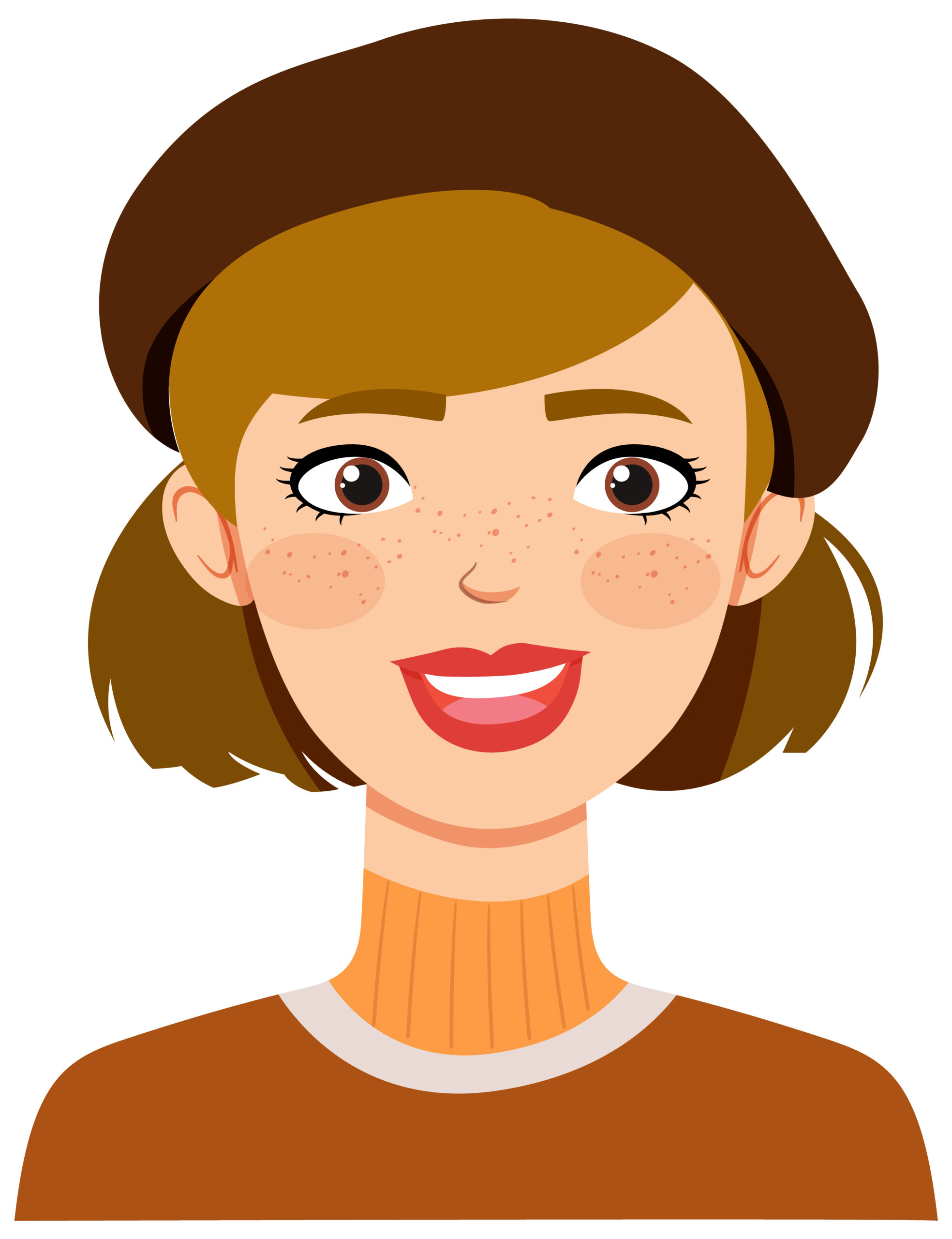 Illustration of a happy woman with freckles